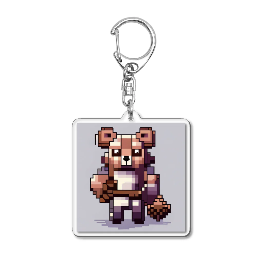 ゆうぴっく・NFTキャラクターグッズのドット絵ー動物戦士メカニック小熊 Acrylic Key Chain