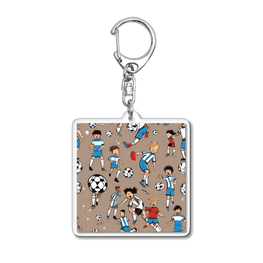 子供と嫁と時々わたしのサッカー小僧 Acrylic Key Chain