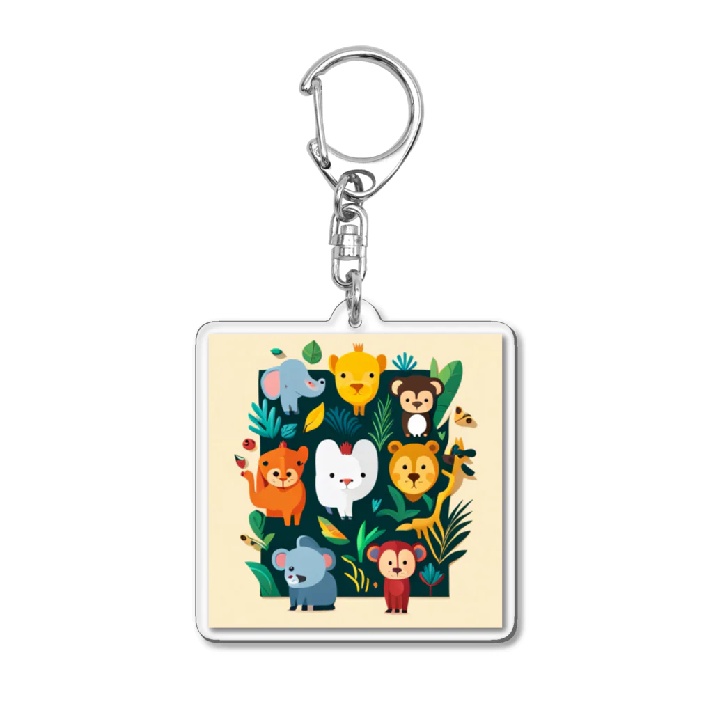 itacyoko(AIイラスト屋)の動物の楽園 Acrylic Key Chain