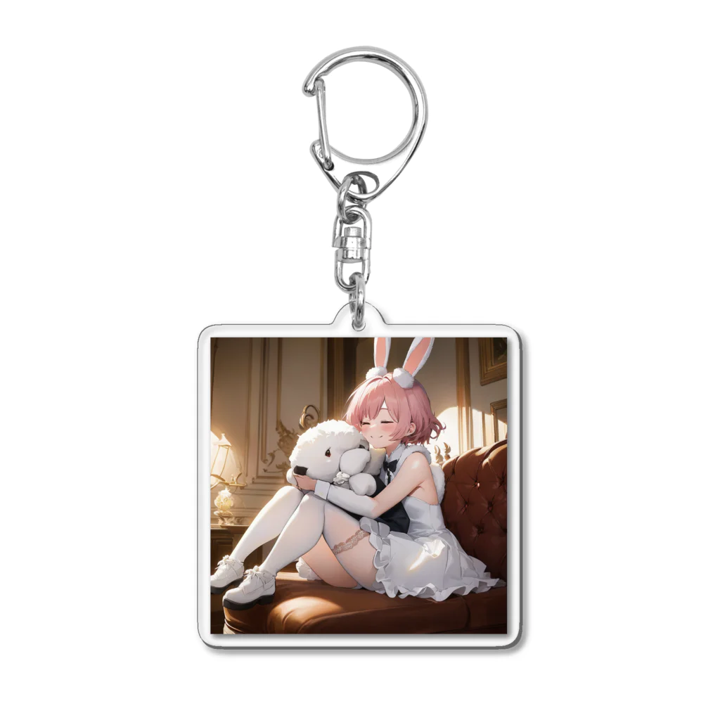 フウマショプのうさぎと犬のハグ Acrylic Key Chain