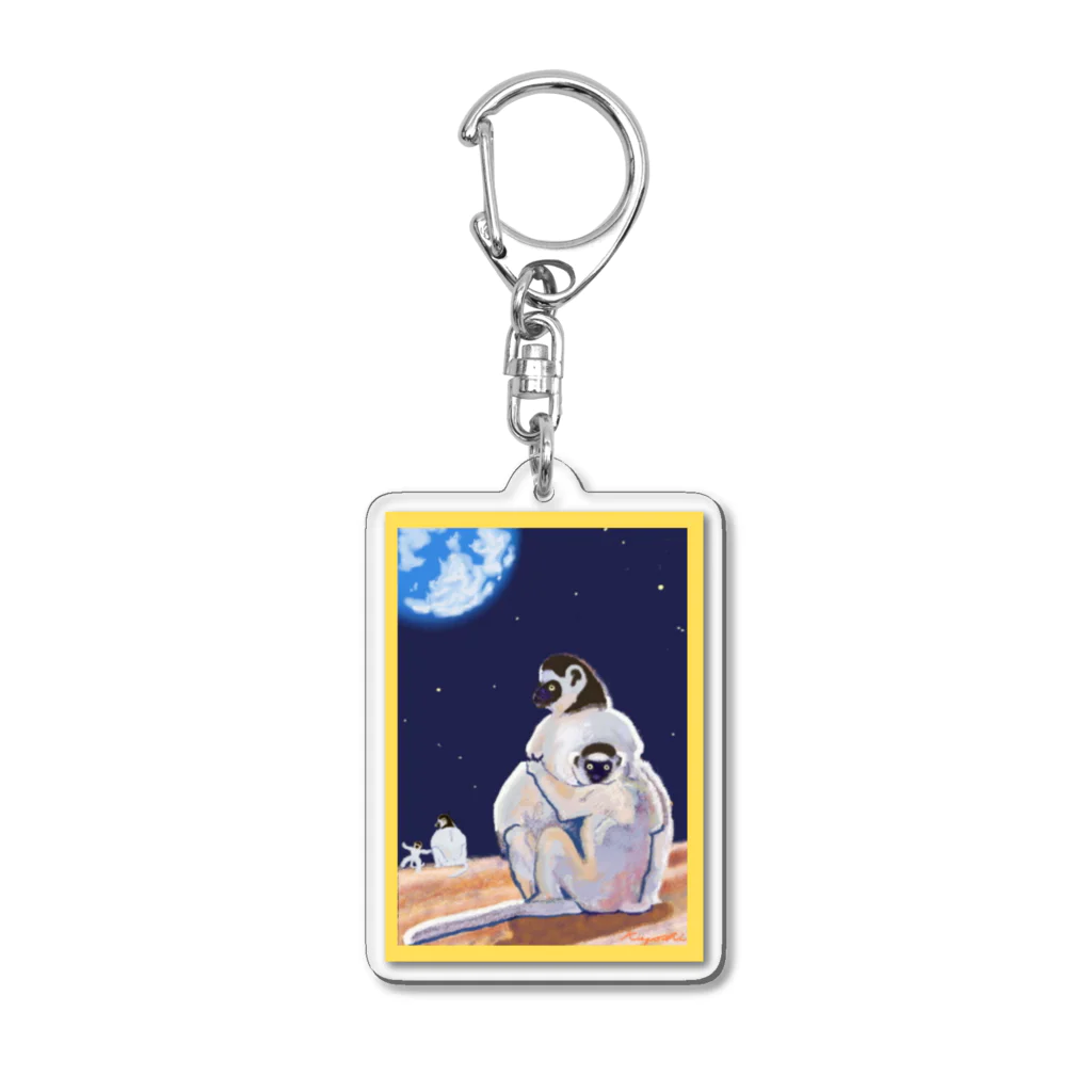 Kasabrankaの惑星を見る猿の親子 Acrylic Key Chain