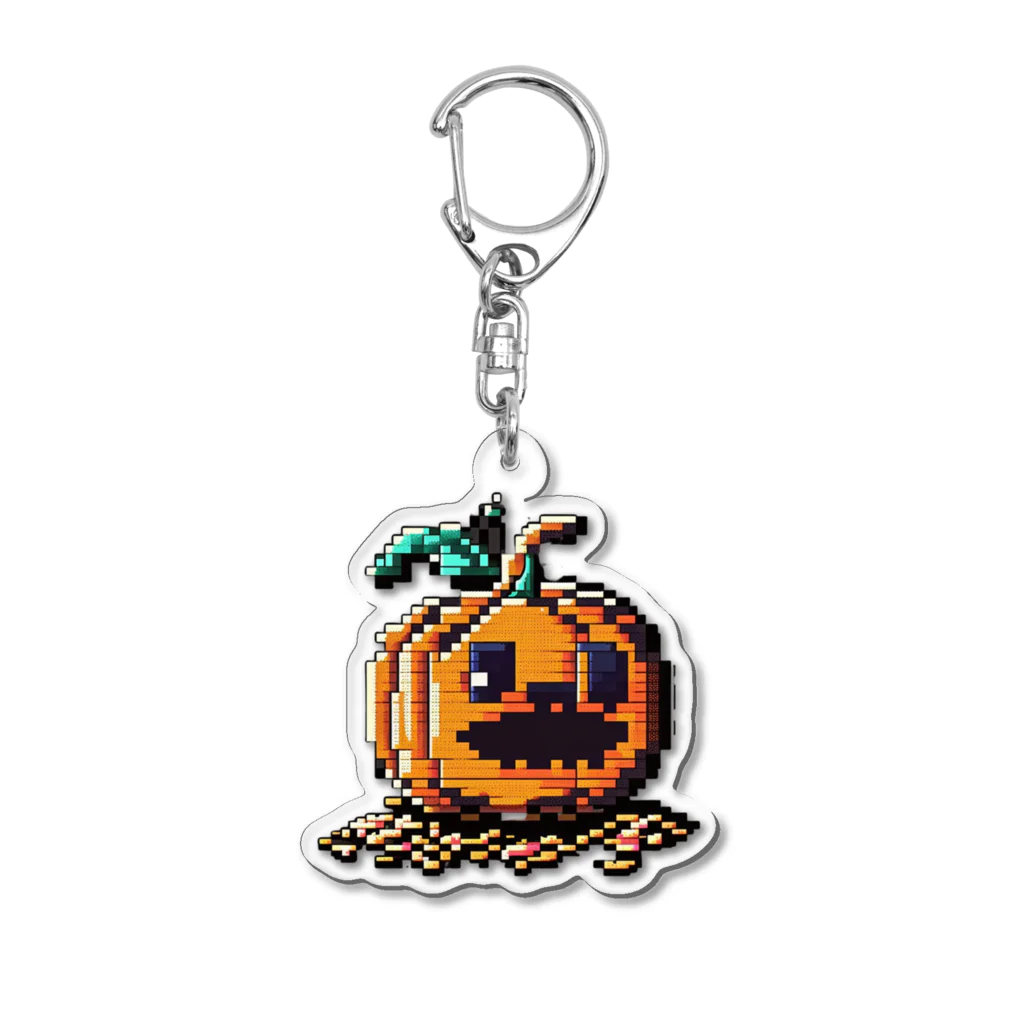 朱音琴音のドット絵のハロウィンかぼちゃのおばけ Acrylic Key Chain