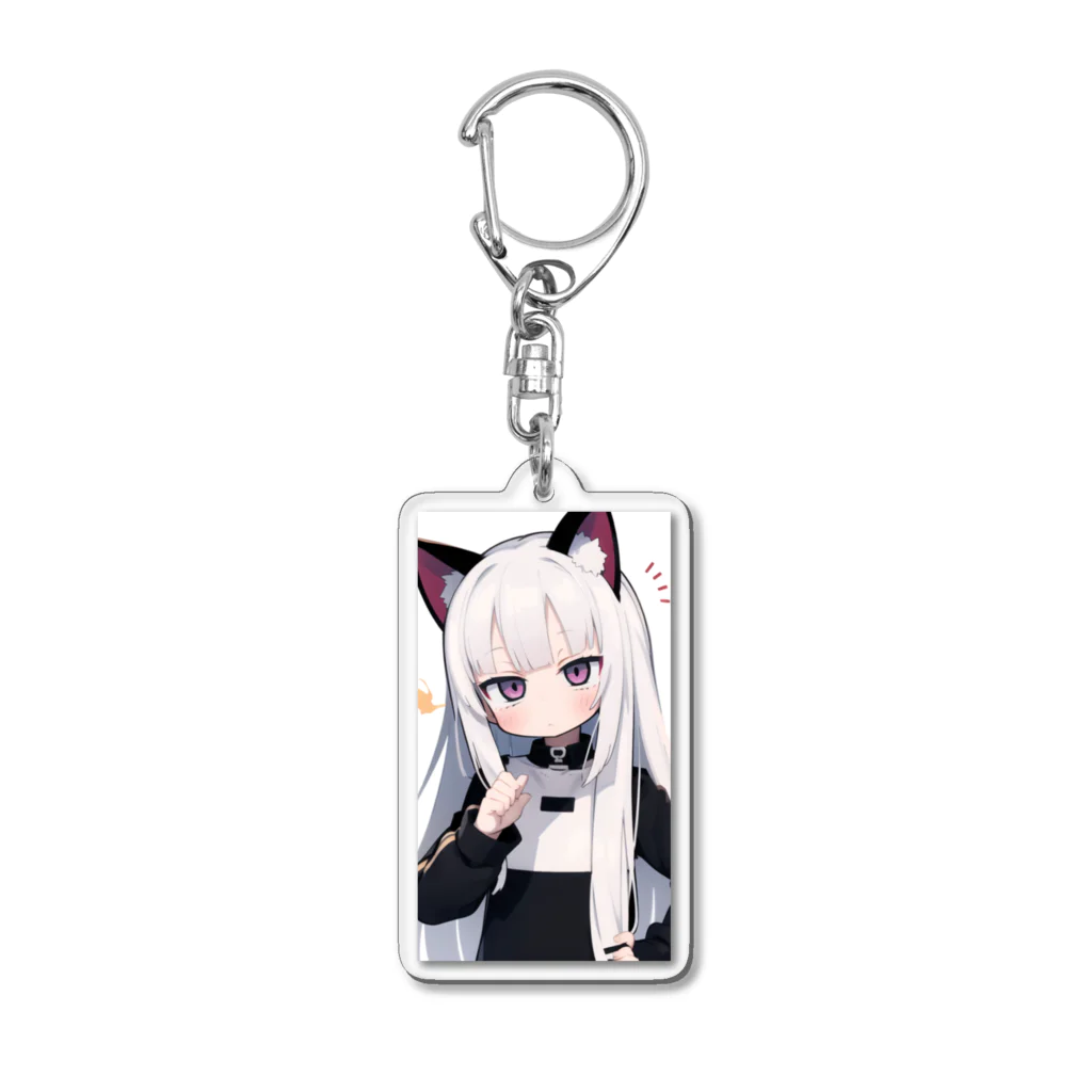 ケモ耳美少女キツネちゃん（AIart）のキュート＆ワイルドな髪の女の子 Acrylic Key Chain