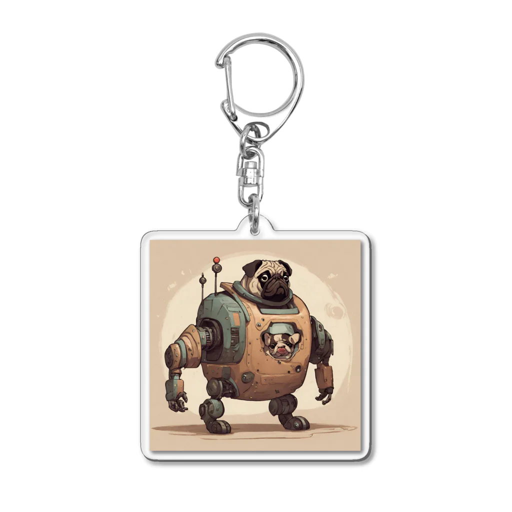 PUGおやじのロボパグ出動 Acrylic Key Chain