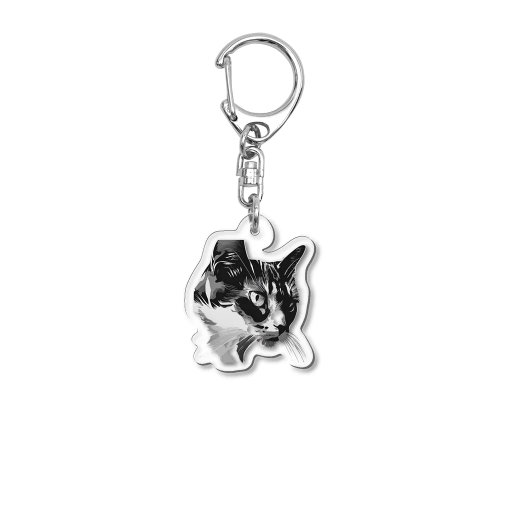 Xmasaのモノクロキャット Acrylic Key Chain