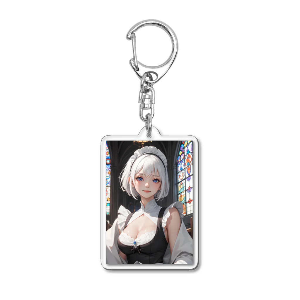 天乃鯱のステンドグラスとメイド Acrylic Key Chain