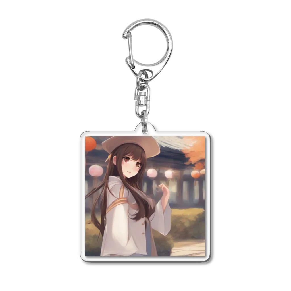 ワンダーワールド・ワンストップの可愛らしいロングヘアの女性のグッズ Acrylic Key Chain