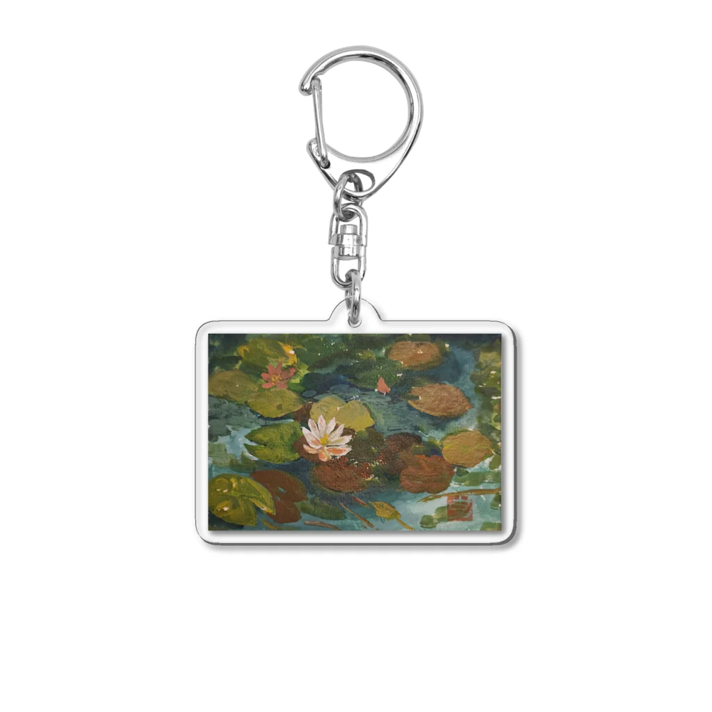 JjyunKaigaKoubouの2020年5月岡田美術館前 雨後の蓮の花 Acrylic Key Chain