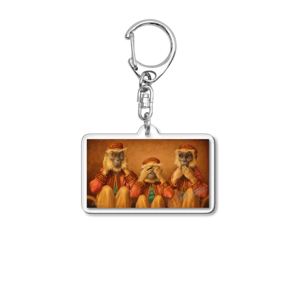 Mottan‘s Art Goods Shopの見ざる・聞かざる・言わざる　See no evil, hear no evil, speak no evil Acrylic Key Chain