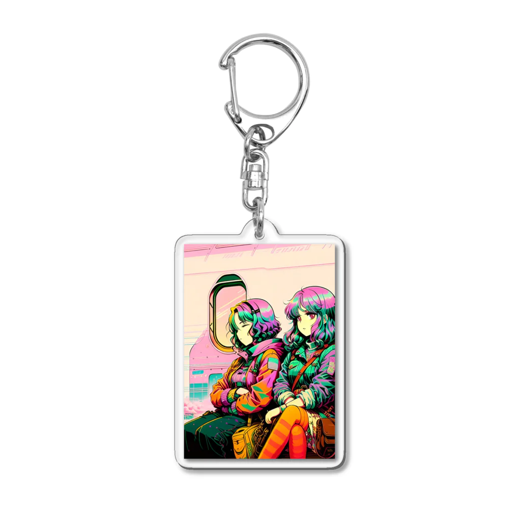 waffle2000の鉄道と女の子 Acrylic Key Chain