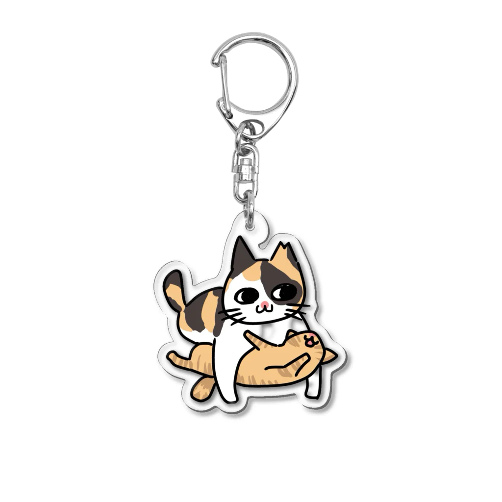 富士見さくらねこ応援団　チャリティー部のみよママの子育てTシャツ　バックプリント付き Acrylic Key Chain