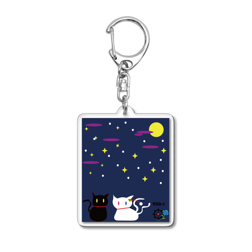 Amasyuiroのmagboxシリーズ　猫月夜 Acrylic Key Chain