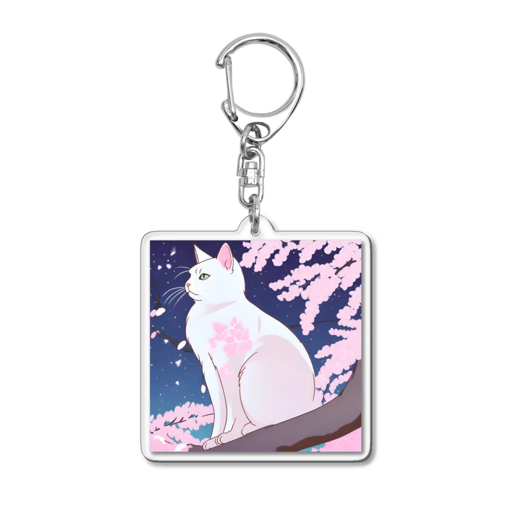 ことこと♂@トレーダーの白猫　夜 Acrylic Key Chain