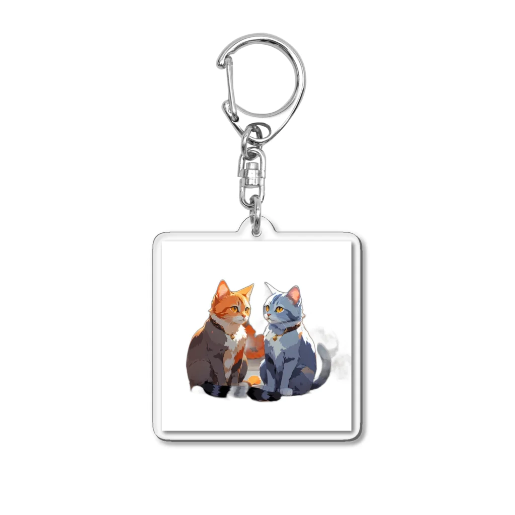 Mysterious animal shopのカップル猫 Acrylic Key Chain