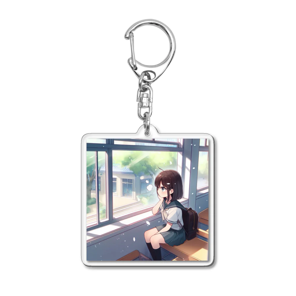 AI Creative Hub（AIクリエイティブハブ）の窓際の女子高生 Acrylic Key Chain