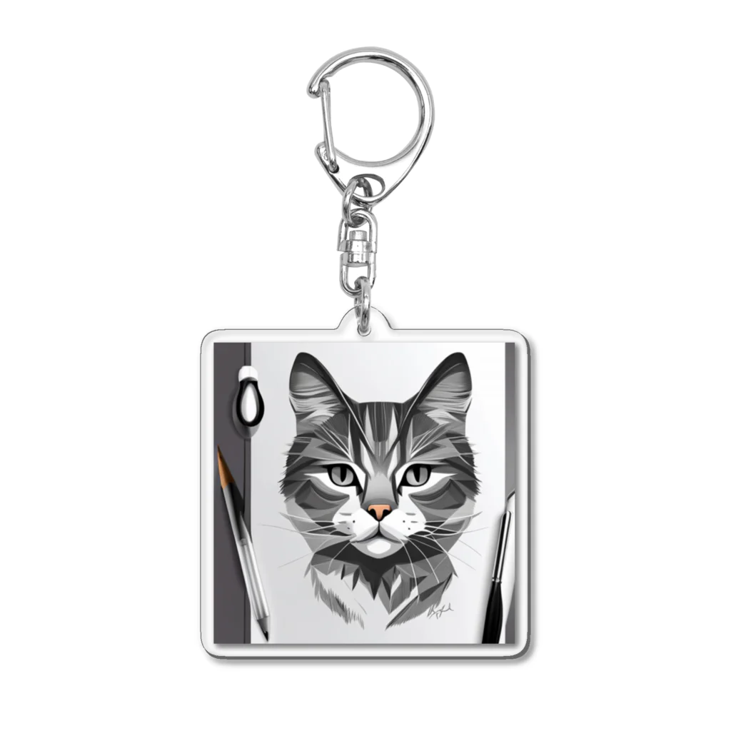 teru8376のイラスト　猫 Acrylic Key Chain