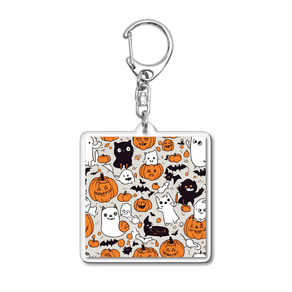 猫猫猫のハロウィン　猫　かぼちゃ Acrylic Key Chain