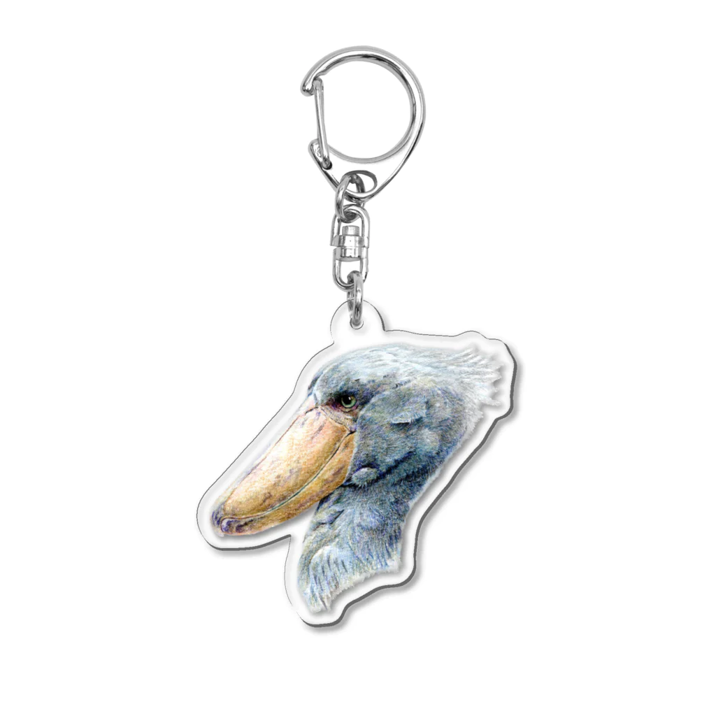 森口慶一　絵画グッズ　の色鉛筆画　『ハシビロコウ』 Acrylic Key Chain