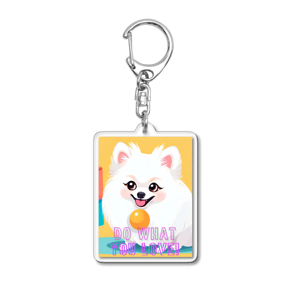 Pom-Dog'sの清楚系白ポメ　ポメ子 Acrylic Key Chain