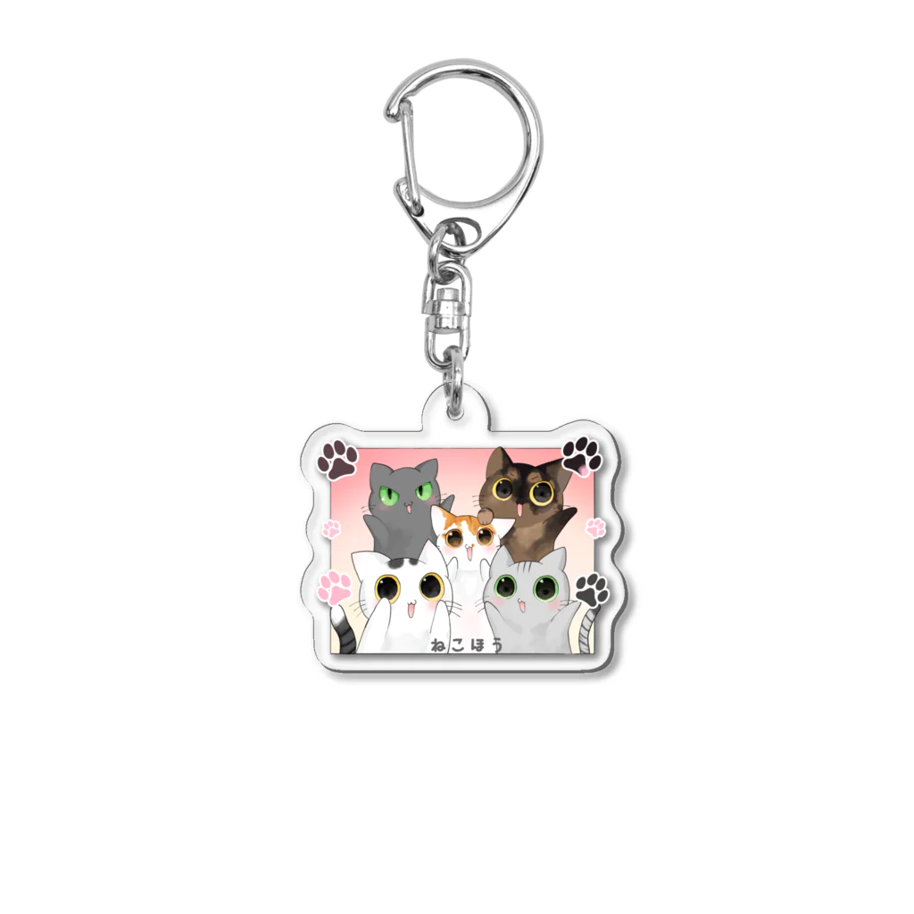 ねこほうチャンネル公式グッズの5匹ねこほうイラストグッズ Acrylic Key Chain