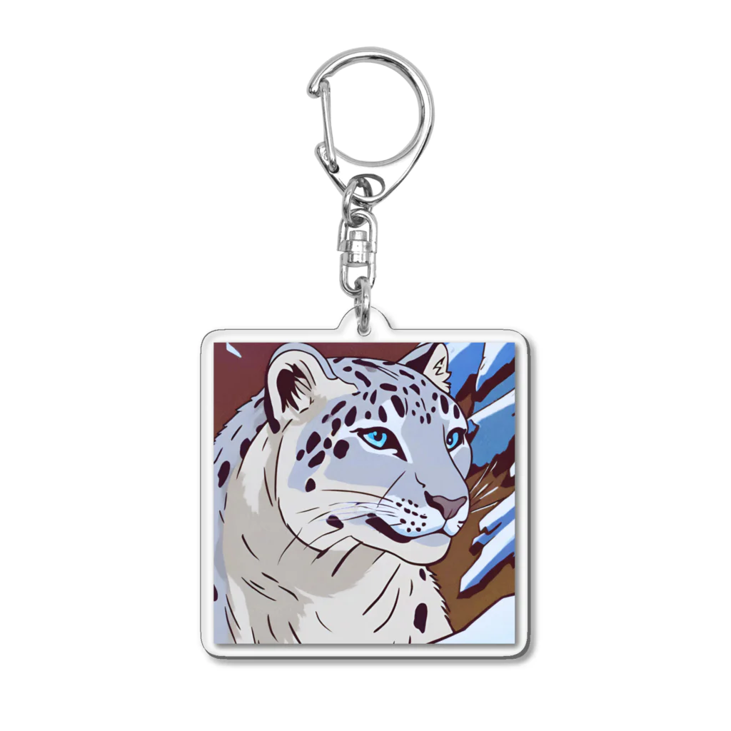 アニマルデザインの息を潜めるユキヒョウ Acrylic Key Chain