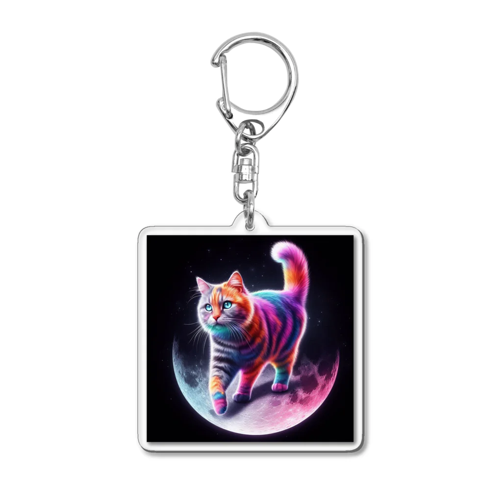 ニャーちゃんショップのムーンキャット【月で暮らす猫】 Acrylic Key Chain