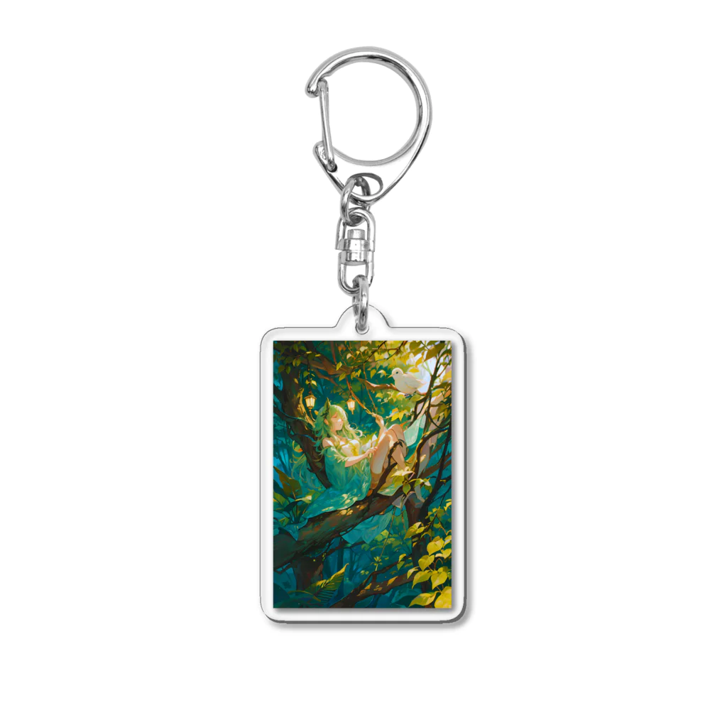 卯月なのかのGreen Green Journey　〜陽光に照らされた新緑の旅〜　No.4　「木漏れ日」 Acrylic Key Chain