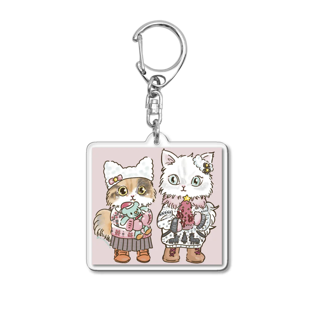 猫のきぬくんのお店のゆきちゃんとりんちゃん　キーホルダー Acrylic Key Chain