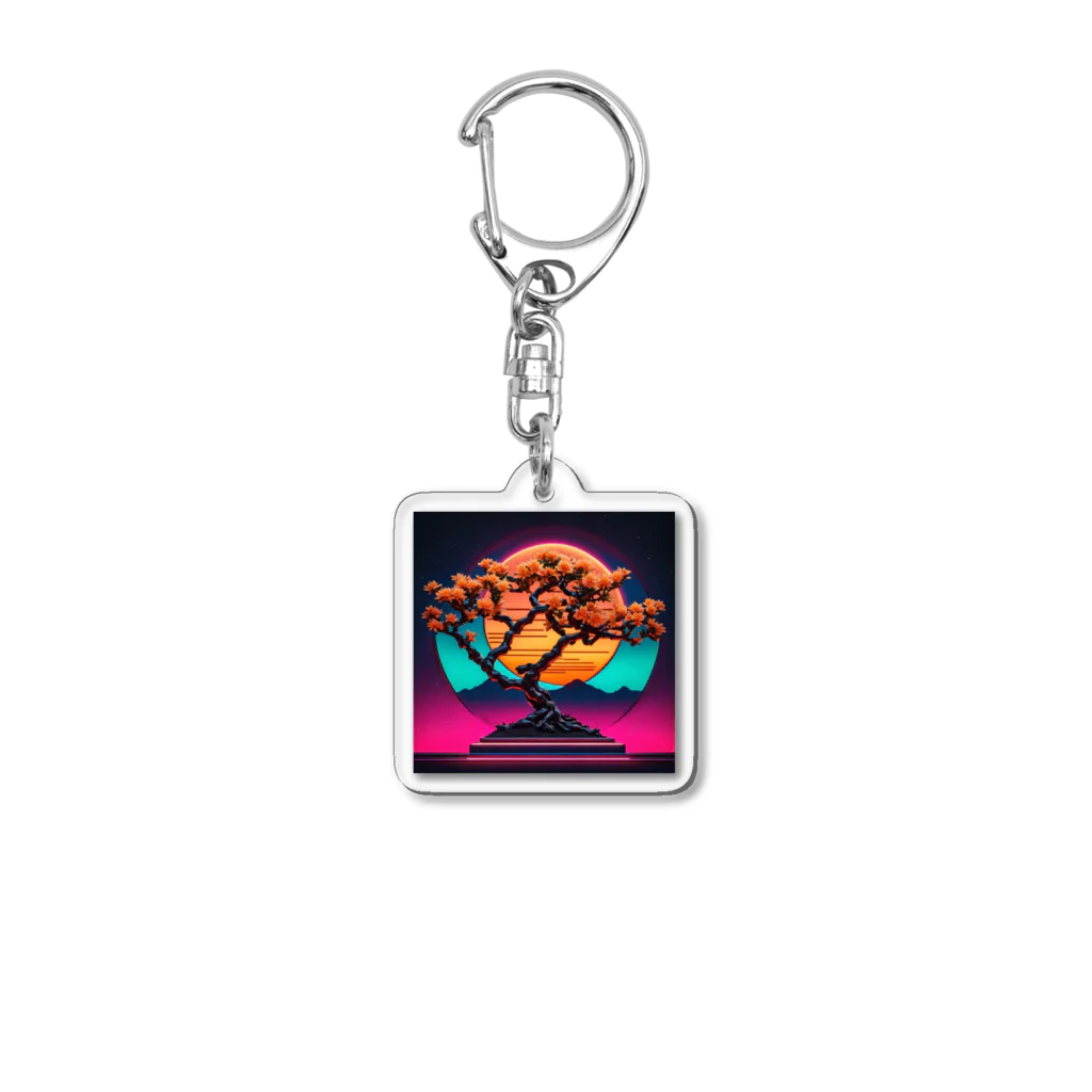 RetrowaveFlowerのRetrowaveFlowerー金木犀ー Acrylic Key Chain