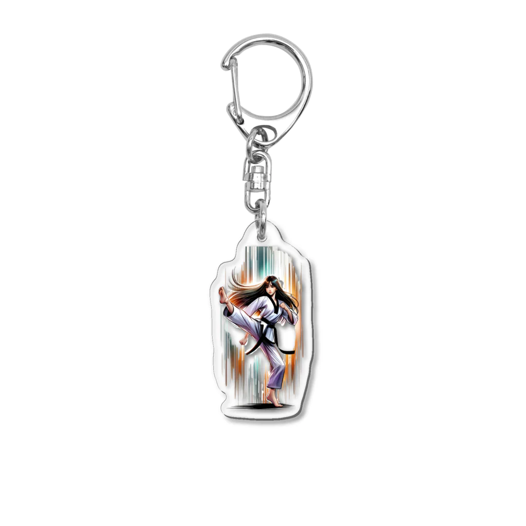 万年素人ショップの黒帯テコンドー女子 Acrylic Key Chain