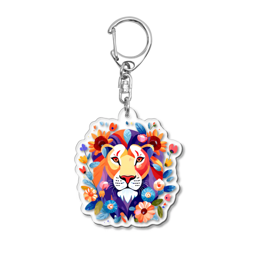 モツ鍋屋の花とライオン Acrylic Key Chain