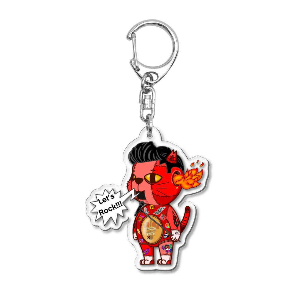 annetmiiのクマネコ Let's Rock (Red) Acrylic Key Chain