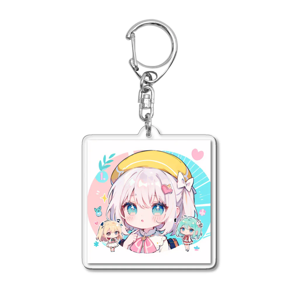 那須モバイル店の帽子を被る女の子 Acrylic Key Chain