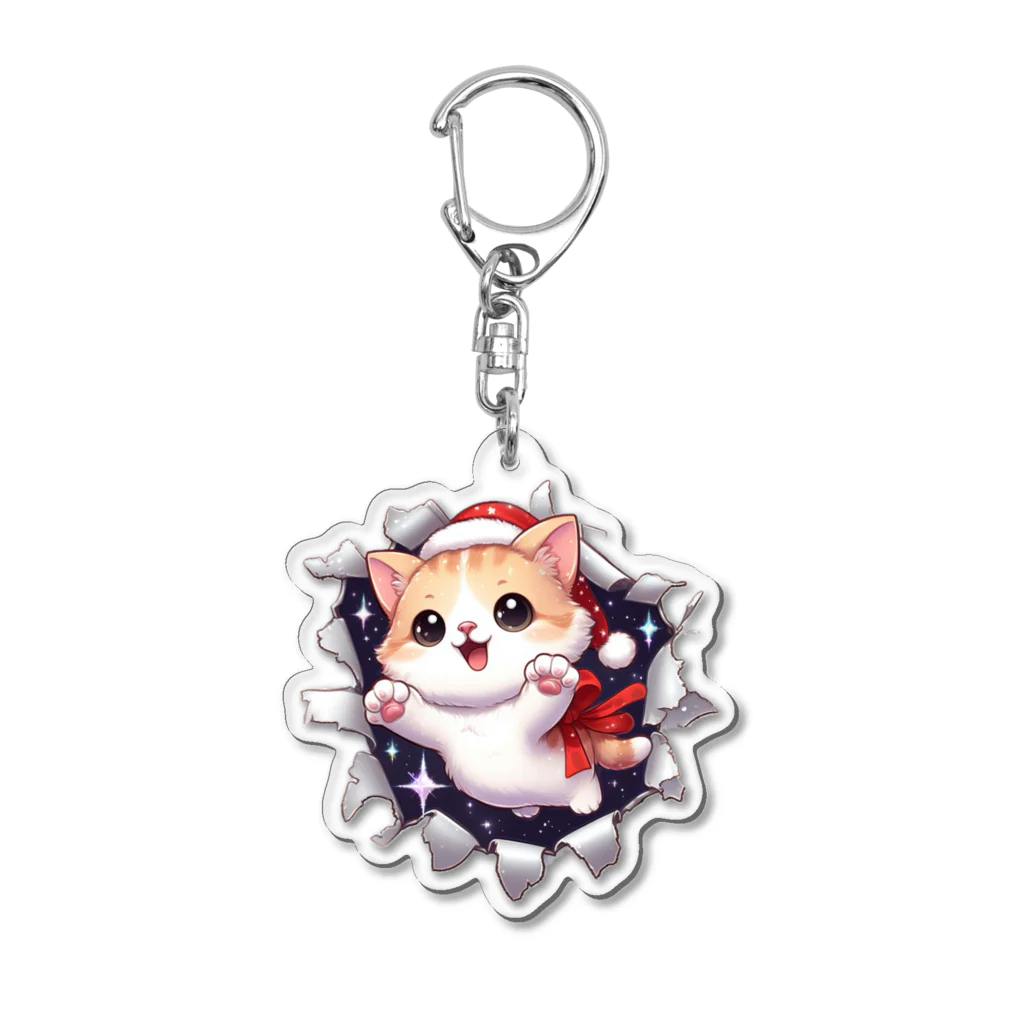 飛び出す！アニマルショップの飛び出す猫クリスマスver Acrylic Key Chain