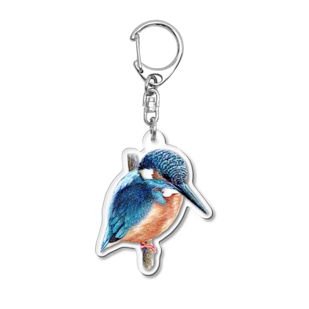 森口慶一　絵画グッズ　の色鉛筆画『カワセミ』 Acrylic Key Chain