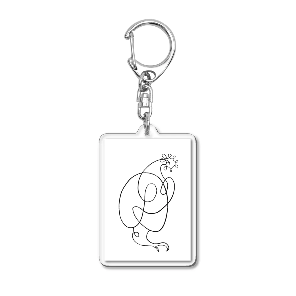 techonionの一筆bird_1 Acrylic Key Chain