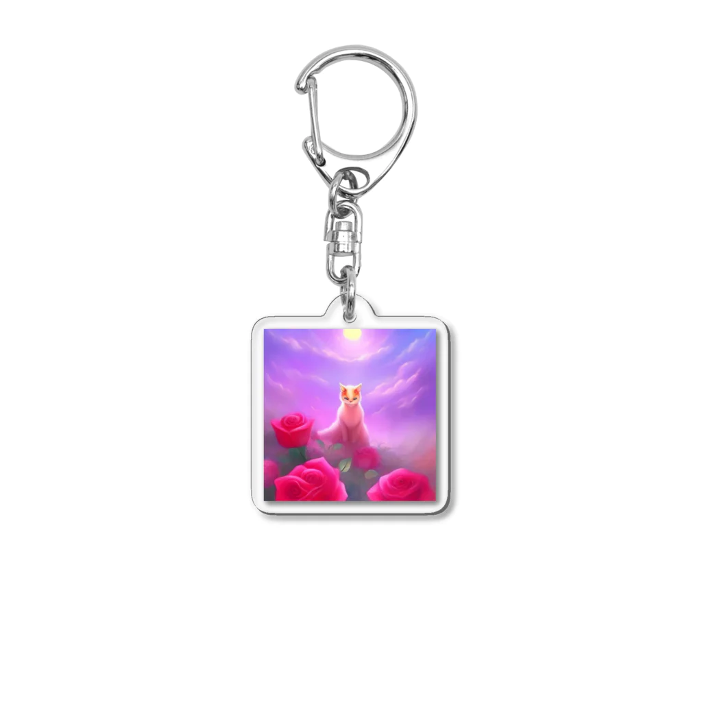 🇯🇵AMAGUMU SHIZUKU(雨雲 雫)の薔薇を嗜む猫 Acrylic Key Chain