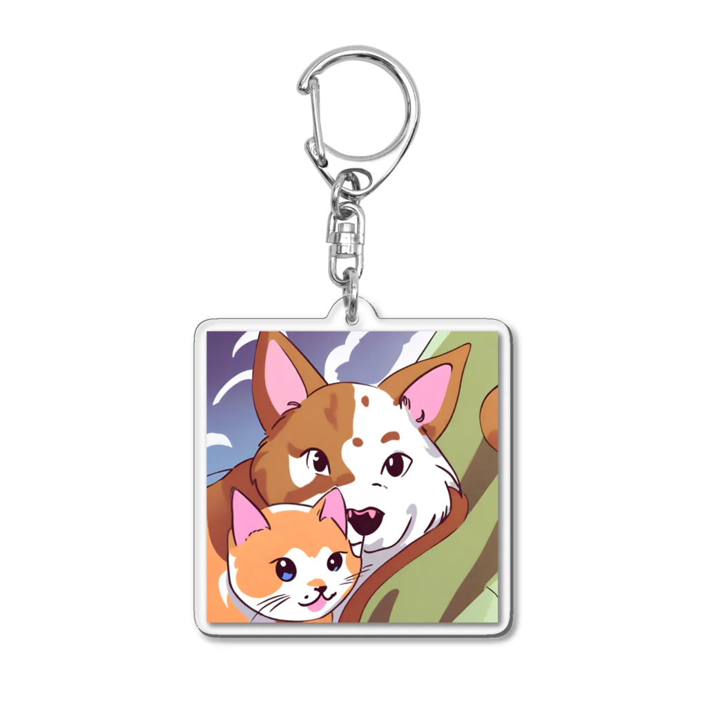 かわいいキャラクターのちょーかわいい犬と猫のイラストグッズ アクリルキーホルダー