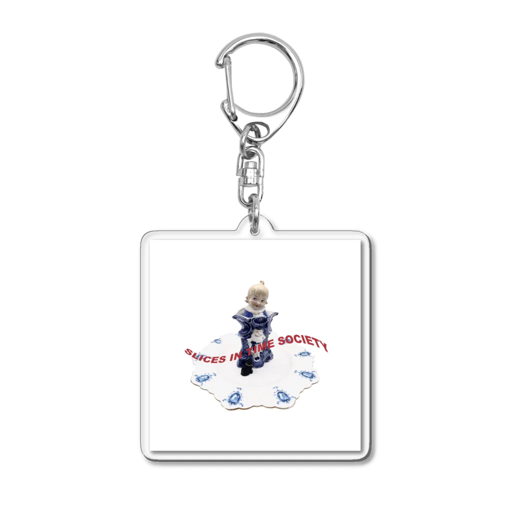 slices_in_time_societyのgirl and cat  Acrylic Key Chain