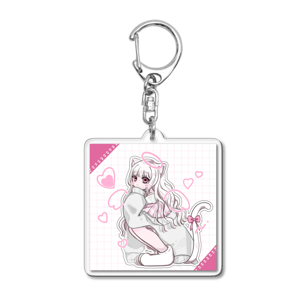 自己満カモ〜のしろねこちゃん Acrylic Key Chain