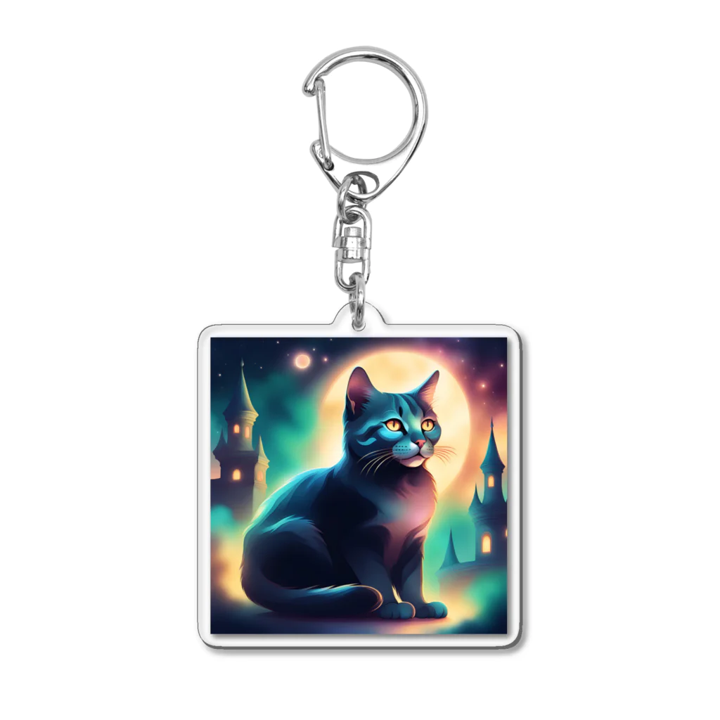 ジジ猫SHOPの幻想的な世界を眺める猫のアイテムグッズです! Acrylic Key Chain