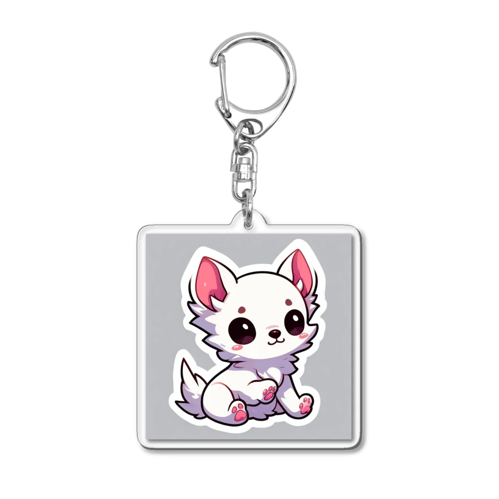 可愛いチワワグッズショップのホワイトチワワちゃん Acrylic Key Chain