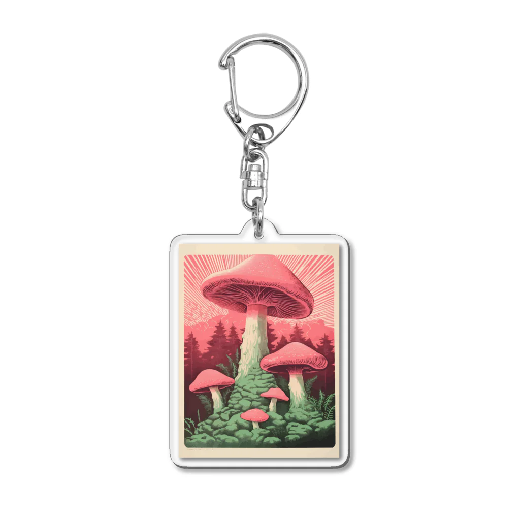 あけび屋のピンクきのこ Acrylic Key Chain