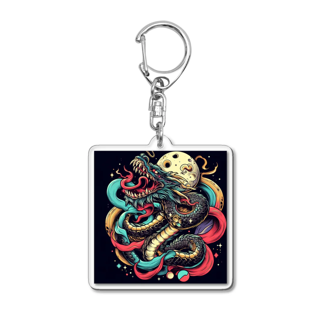 lajfkz-huHbaのドラゴンと月 Acrylic Key Chain