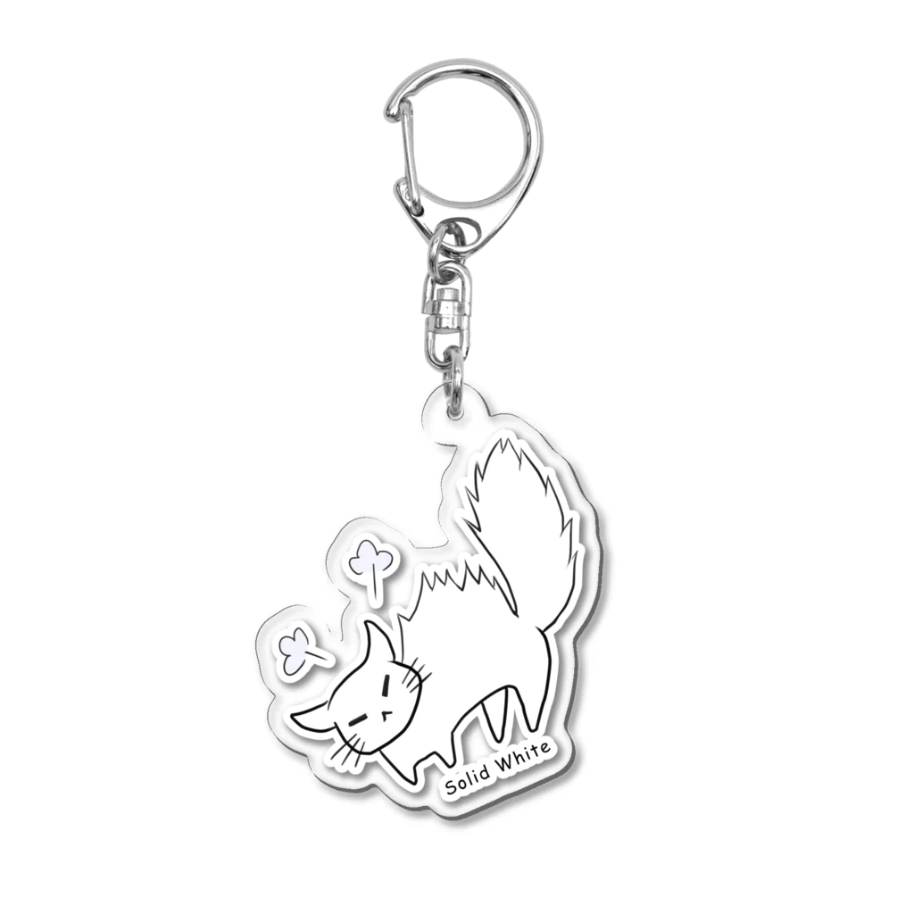 parucatsのやんのかステップする猫キーホルダー【白猫】 Acrylic Key Chain