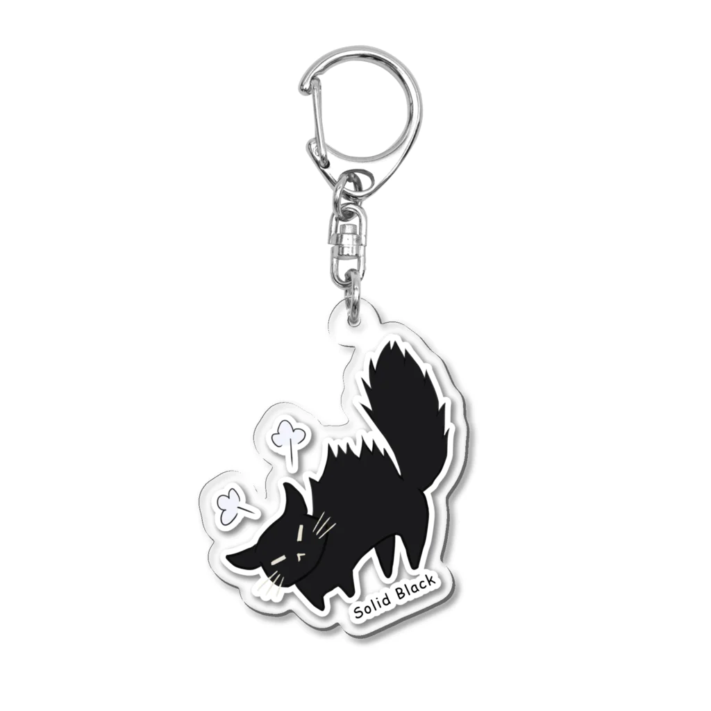 parucatsのやんのかステップする猫キーホルダー【黒猫】 Acrylic Key Chain