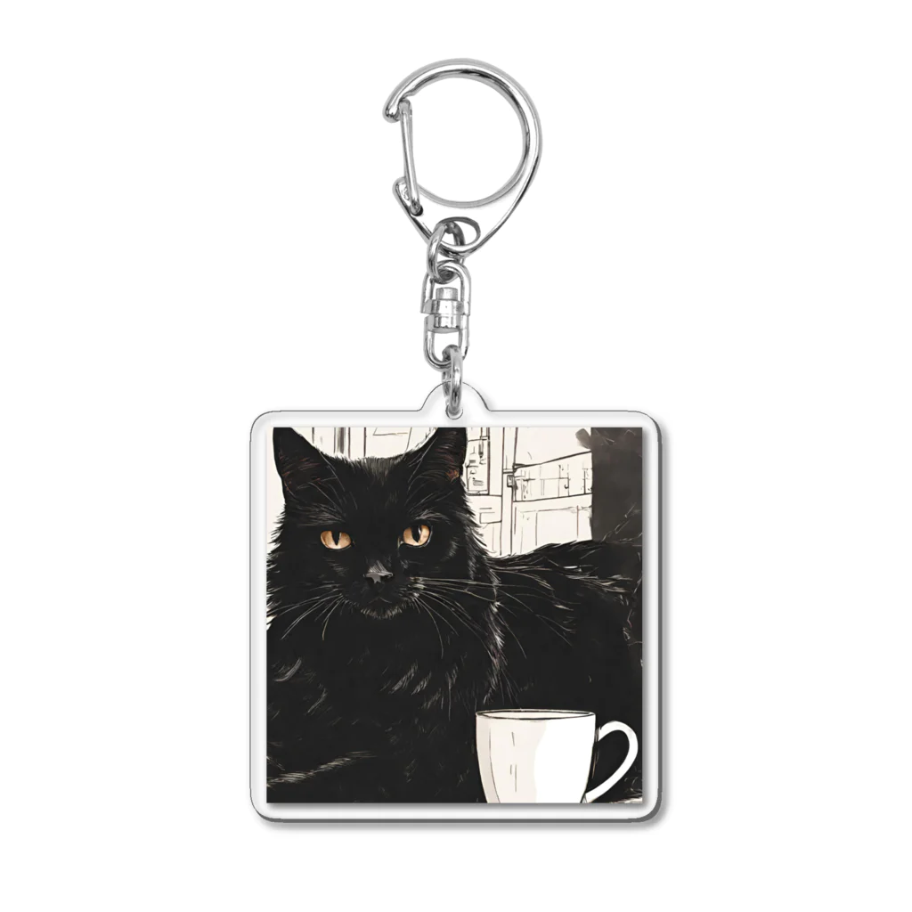 kuroneko0405の黒猫とコーヒー③ Acrylic Key Chain