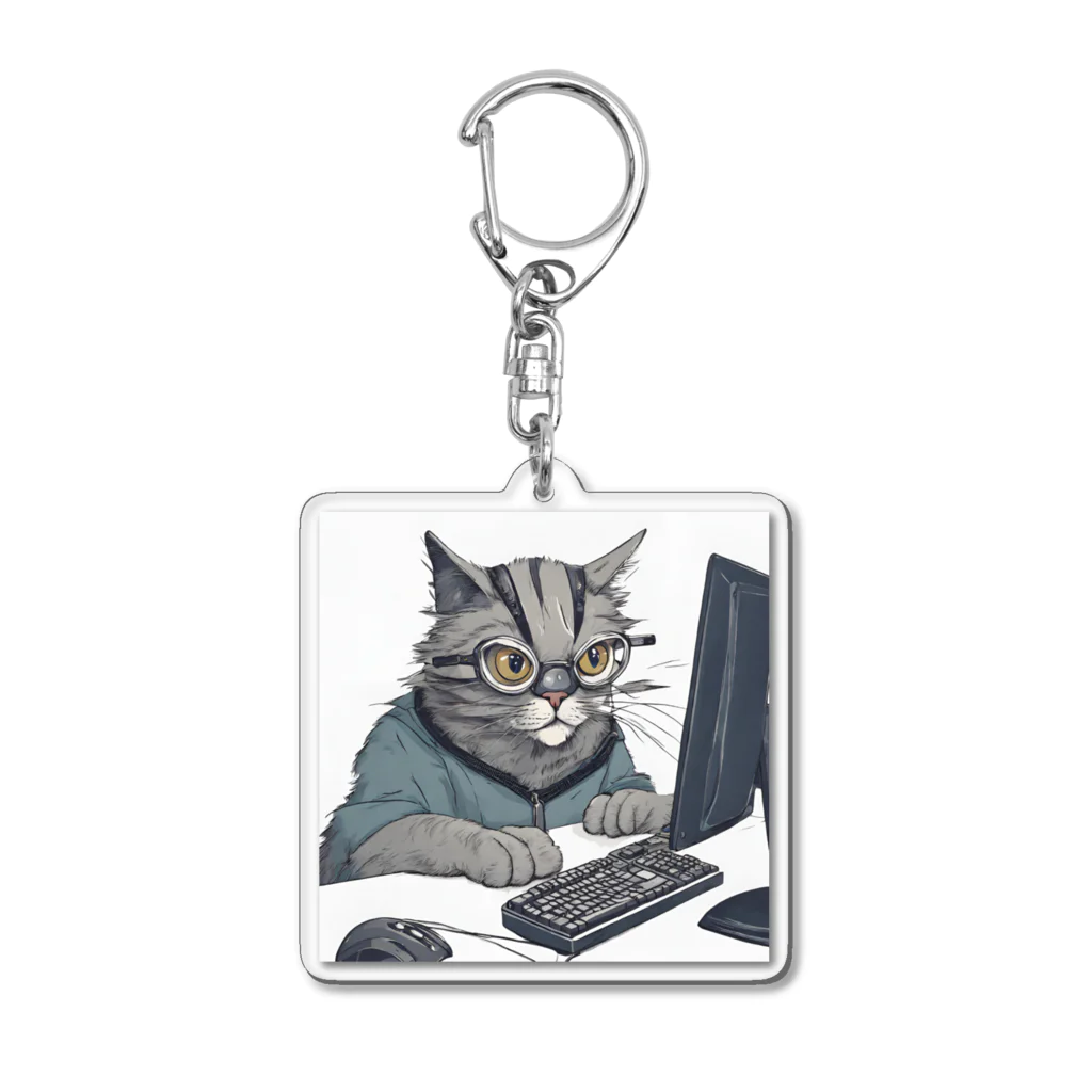 猫の森の開発者猫 Acrylic Key Chain