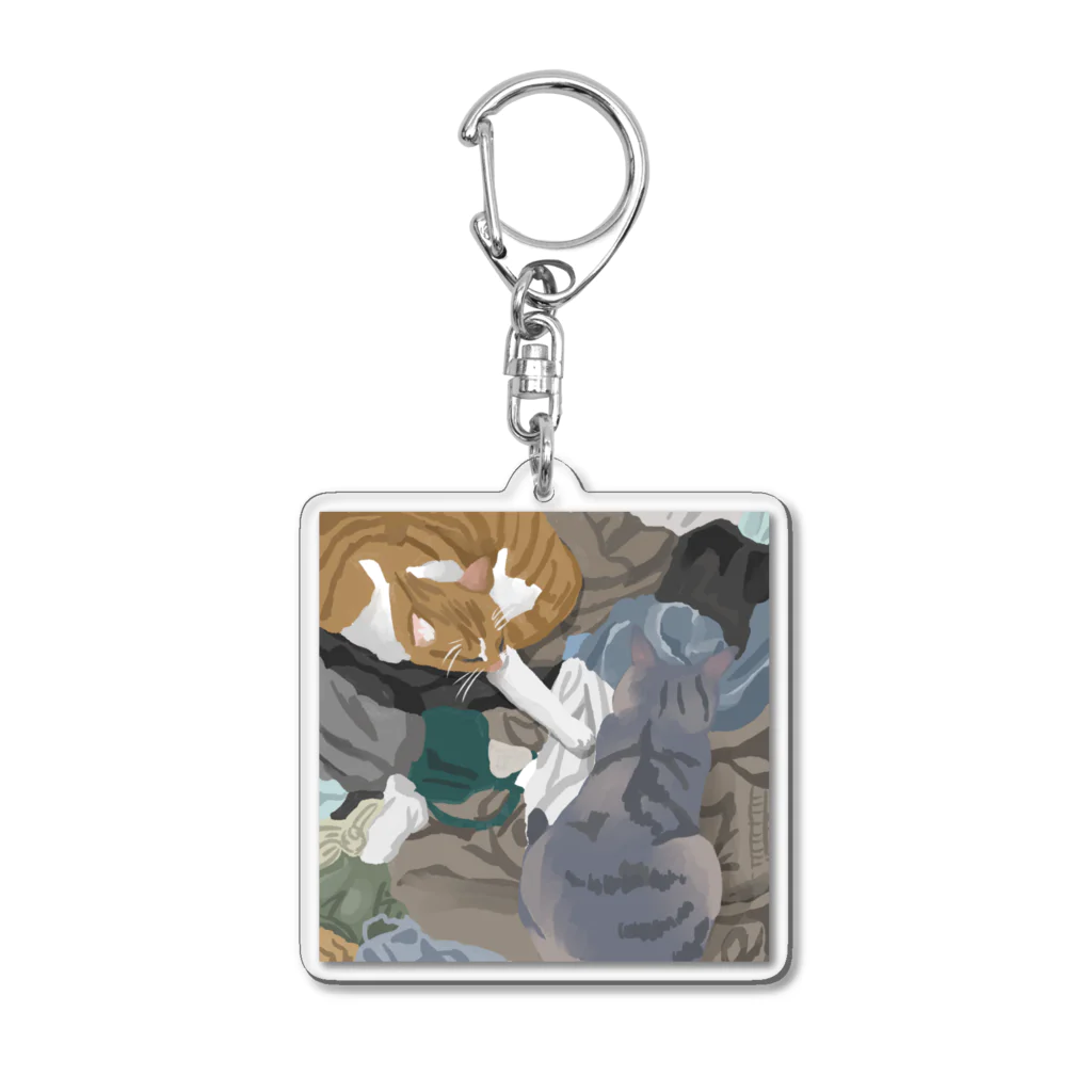 渡邊野乃香のお店の洗濯物と猫 Acrylic Key Chain