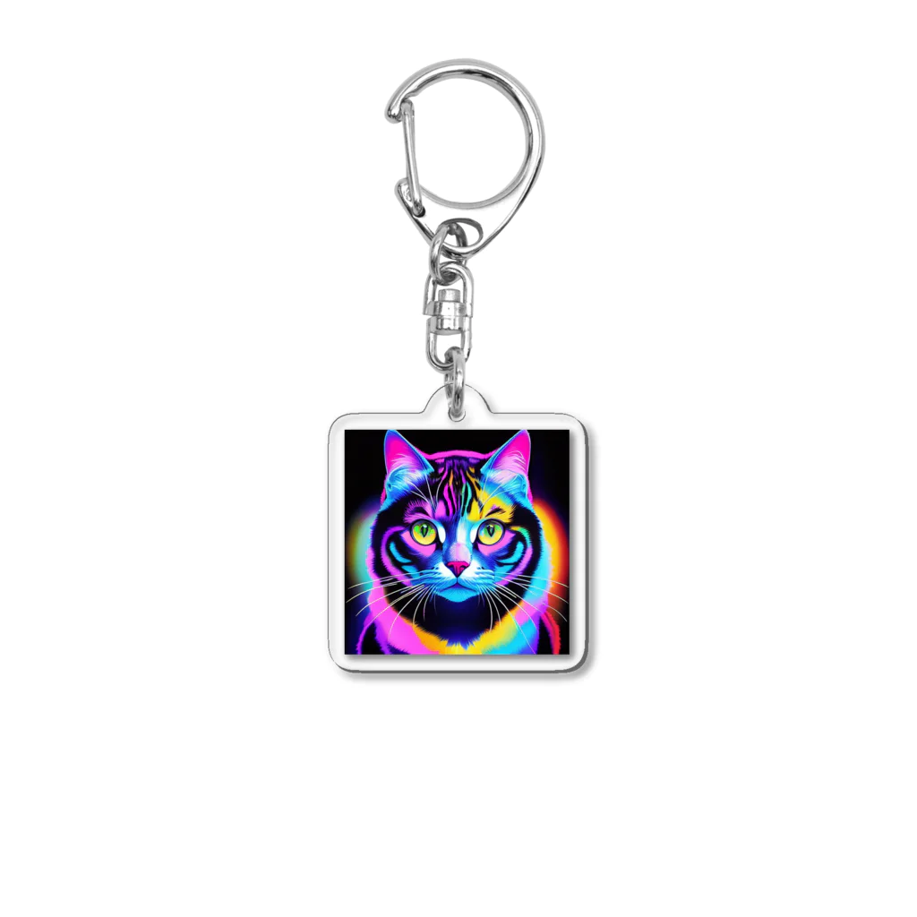 629_CAT_ARTのカラフルサイバーキャット vol2 Acrylic Key Chain